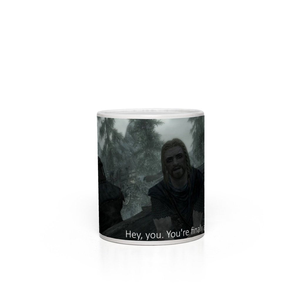 SKYRIM HEY YOU'RE FINALLY AWAKE MUG